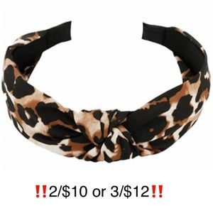 Leopard Print Headband Top Knot Flexible No Slip Comfort Cheetah Animal Print